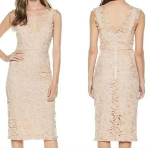 Bardot Valeria lace pencil sheath dress nude pink size 8 Medium